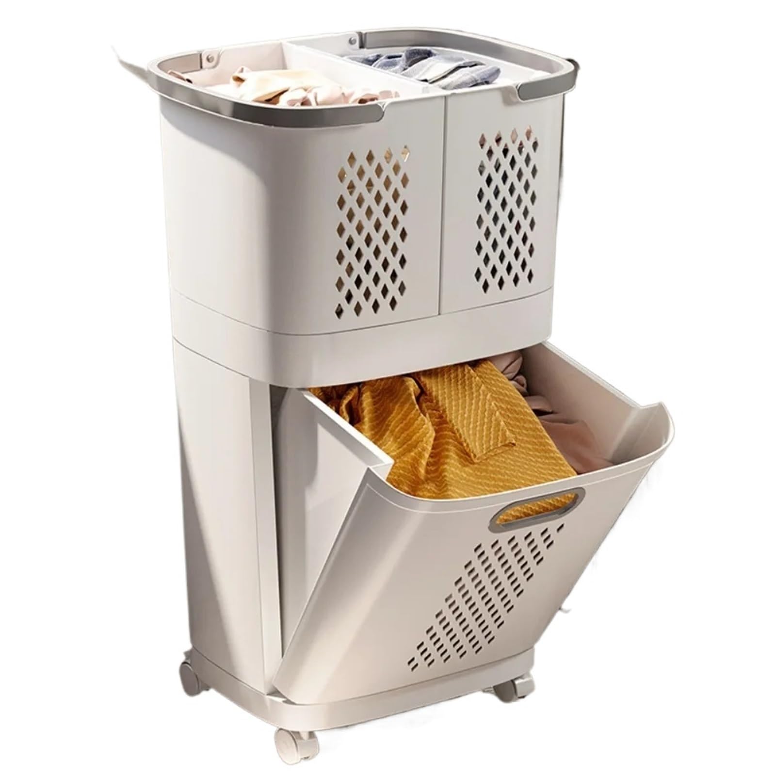 Laundry Basket On Wheels Universal Wheels Design Laundry Basket Dirty Clothes Storage Baskets Hollow-Out Household Classification
