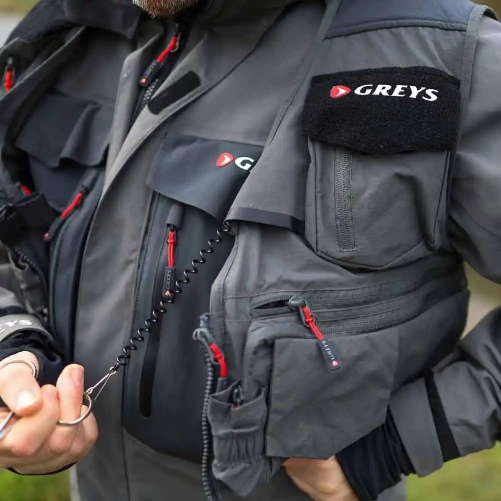 Greys Tail-Fliegen-Angelweste, atmungsaktive Angelweste für Fluss-, See- und Küstenangeln, mehrere Taschen für Fliegenboxen, Vorfächer und Zubehör, bequeme Passform