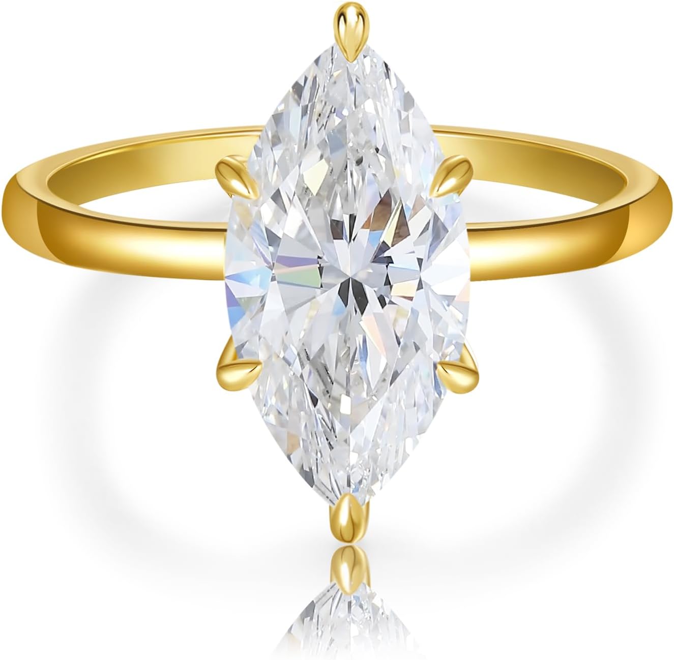 4CT Marquise Cut Moissanite Engagement Ring for Women, D Color VVS1 Clarity 14K Gold/White Gold Plated Solitaire Wedding Rings, Promise Anniversary Rings Gift, Size 5-10