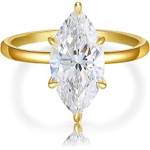 4CT Marquise Cut Moissanite Engagement Ring for Women, D Color VVS1 Clarity 14K Gold/White Gold Plated Solitaire Wedding Rings, Promise Anniversary Rings Gift, Size 5-9