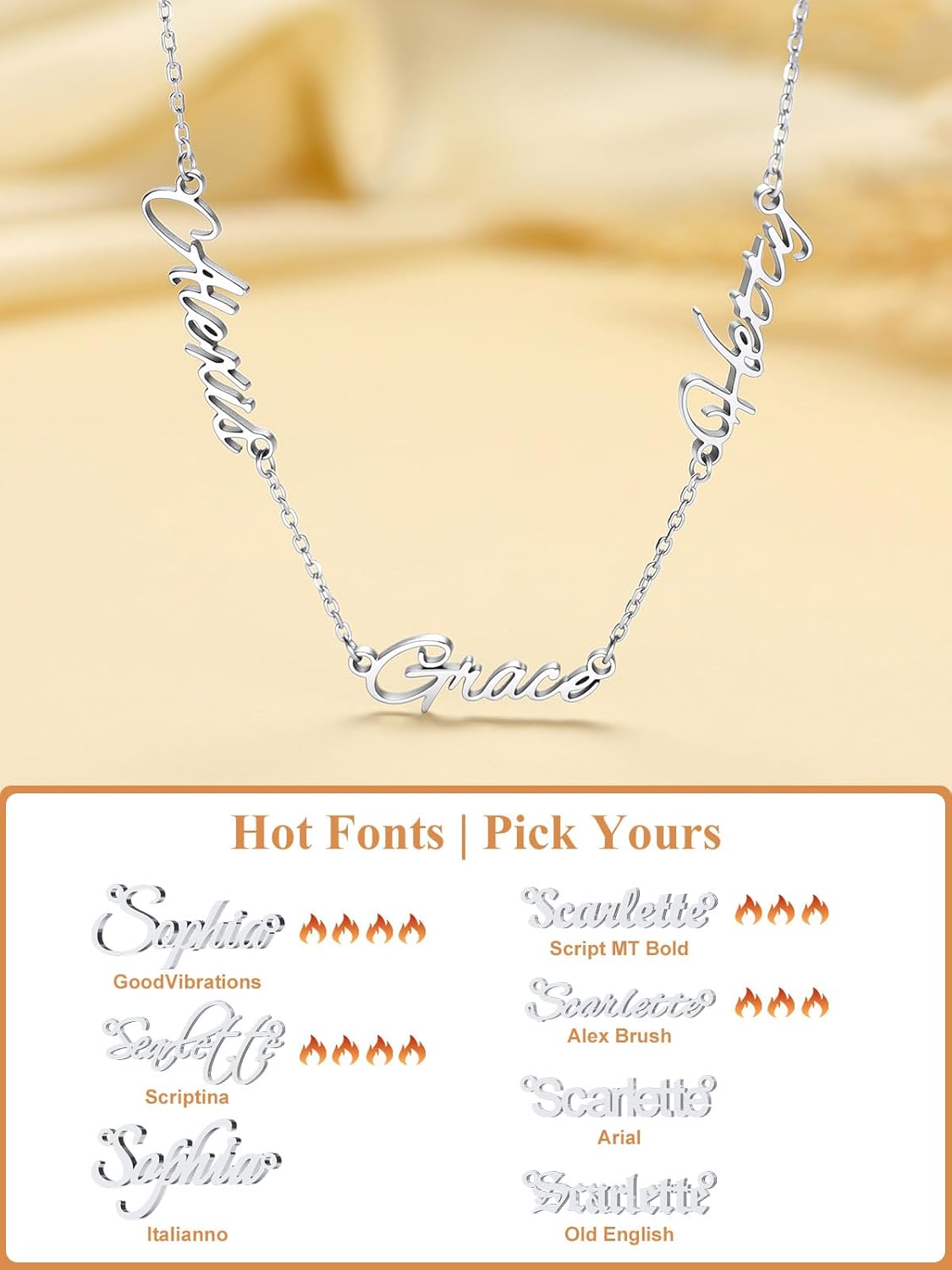 Custom4U Custom Name Necklace Personalized for Women Sterling Silver/14K Gold Plated Nameplate Necklaces Customized Jewelry Gifts for Birthday Anniversary
