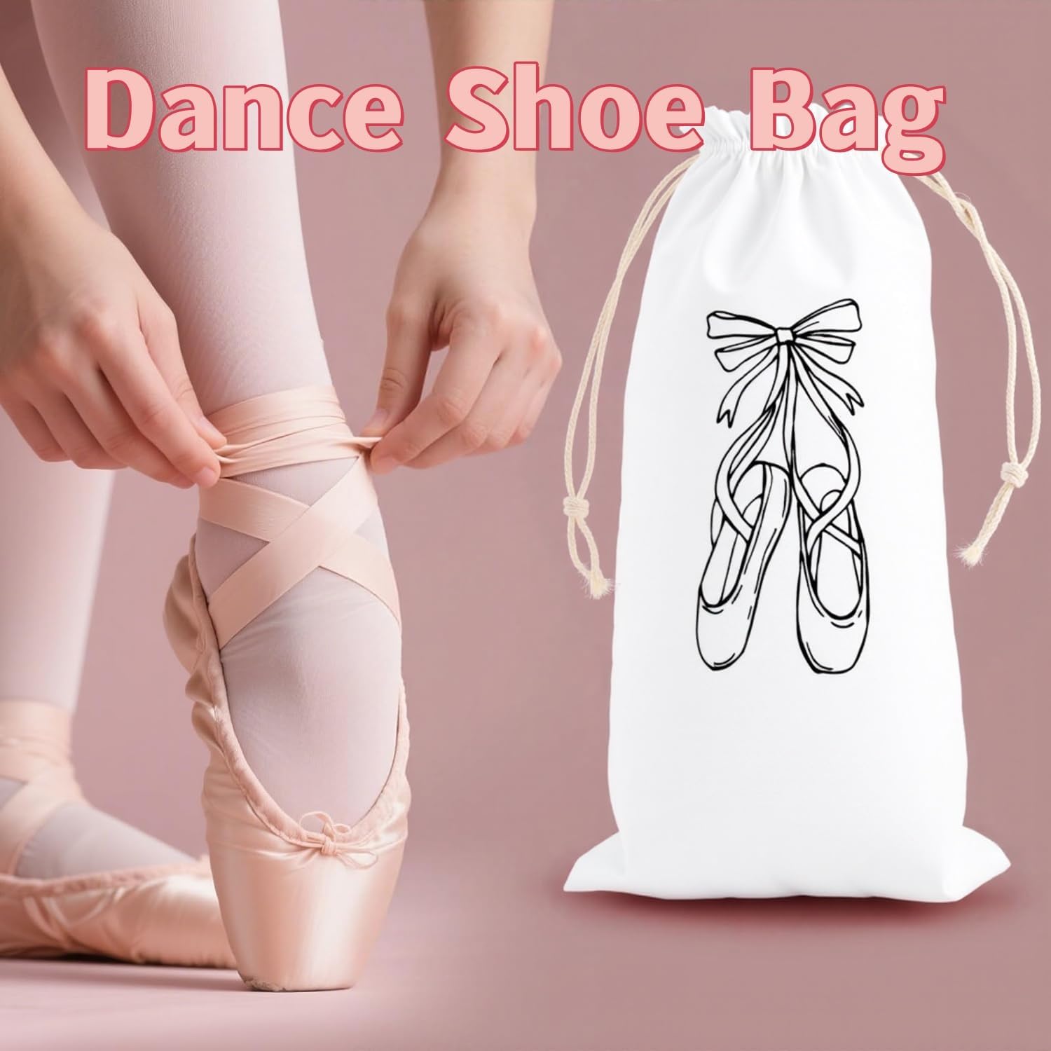 BESTYASH Dance Shoe Bags for Ballet, Pointe Shoe Bags Bulk, Drawstring Bags Lightweight Velvet, up to US Size 6 Girl Shoes Moving, and Travel Vacation Cruise Essentials Storage, 3 Pack