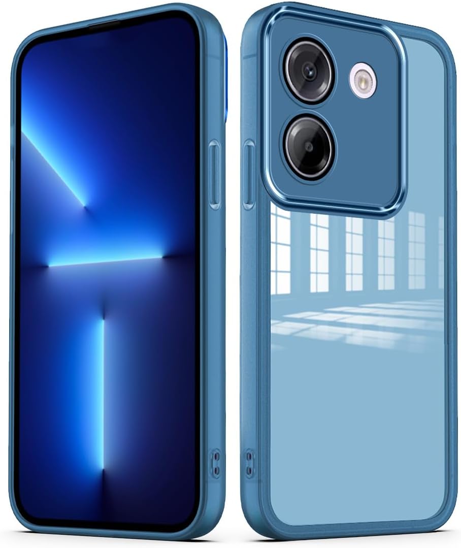 YUXING H lle f r Xiaomi Poco M7 Pro 5G Handyh lle Transparente mit Kameraschutz Folie Ultra D nnes Schutzh lle Bumper Slim Case Back Cover - Blau