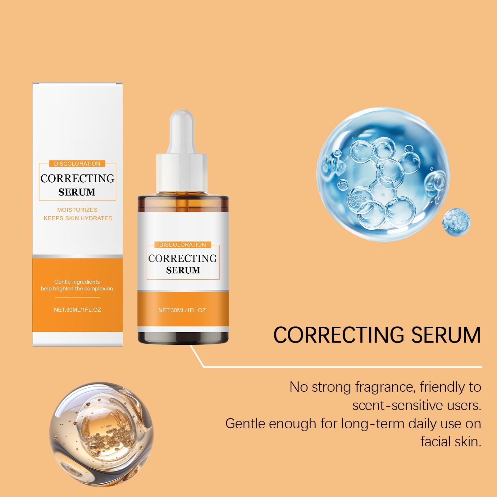 Suero para corregir la decoloración, suero de niacinamida, crema hidratante para el rostro de las mujeres, sueros hidratantes, tono de piel desigual, daños solares, manchas de la edad, tijeras para el