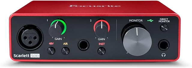 Focusrite Scarlett Solo 3rd Gen USB Audio Interface, for the Guitarist, Vocalist, Podcaster or Producer High-Fidelity, Studio Quality Recording, and All the Software You Need to Record