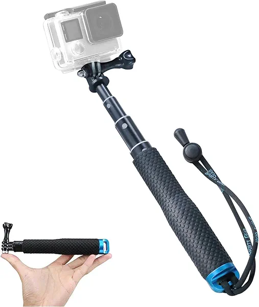 Trehapuva 19” Short Extension Selfie Stick Compact Handle Grip Adjustable Waterproof Monopod Pole Compatible with GoPro Hero 13 12 11 10 9 8 7 6 5 AKASO DJI Osmo Action Camera(Mini Size)