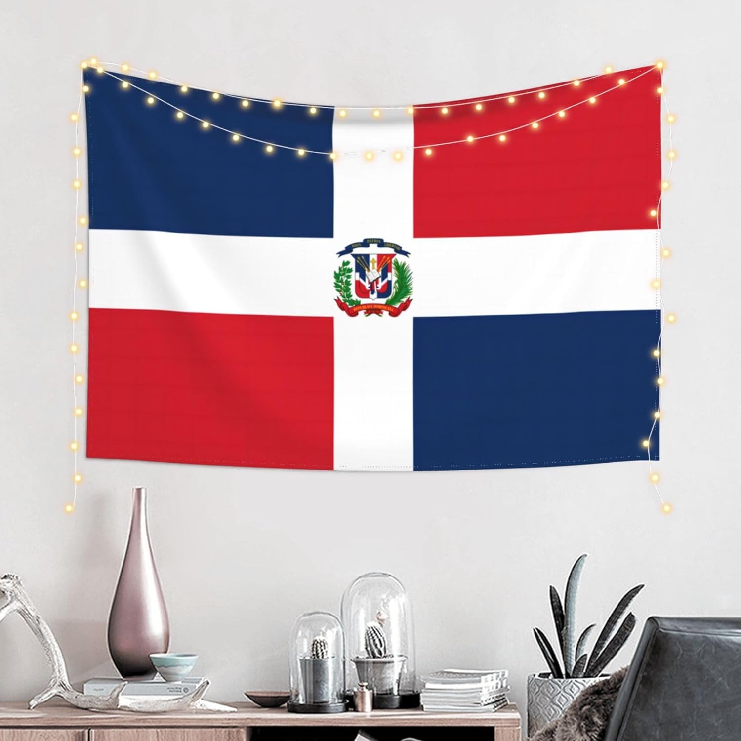 JUHIOPOI Dominican Republic Flag Tapestry Wall Decoration, Art Tapestries Wall Hanging, Banner Wall Tapestry For Dorm Bedroom Living Room College Dorm Home Decor (60" x 90", Dominican)