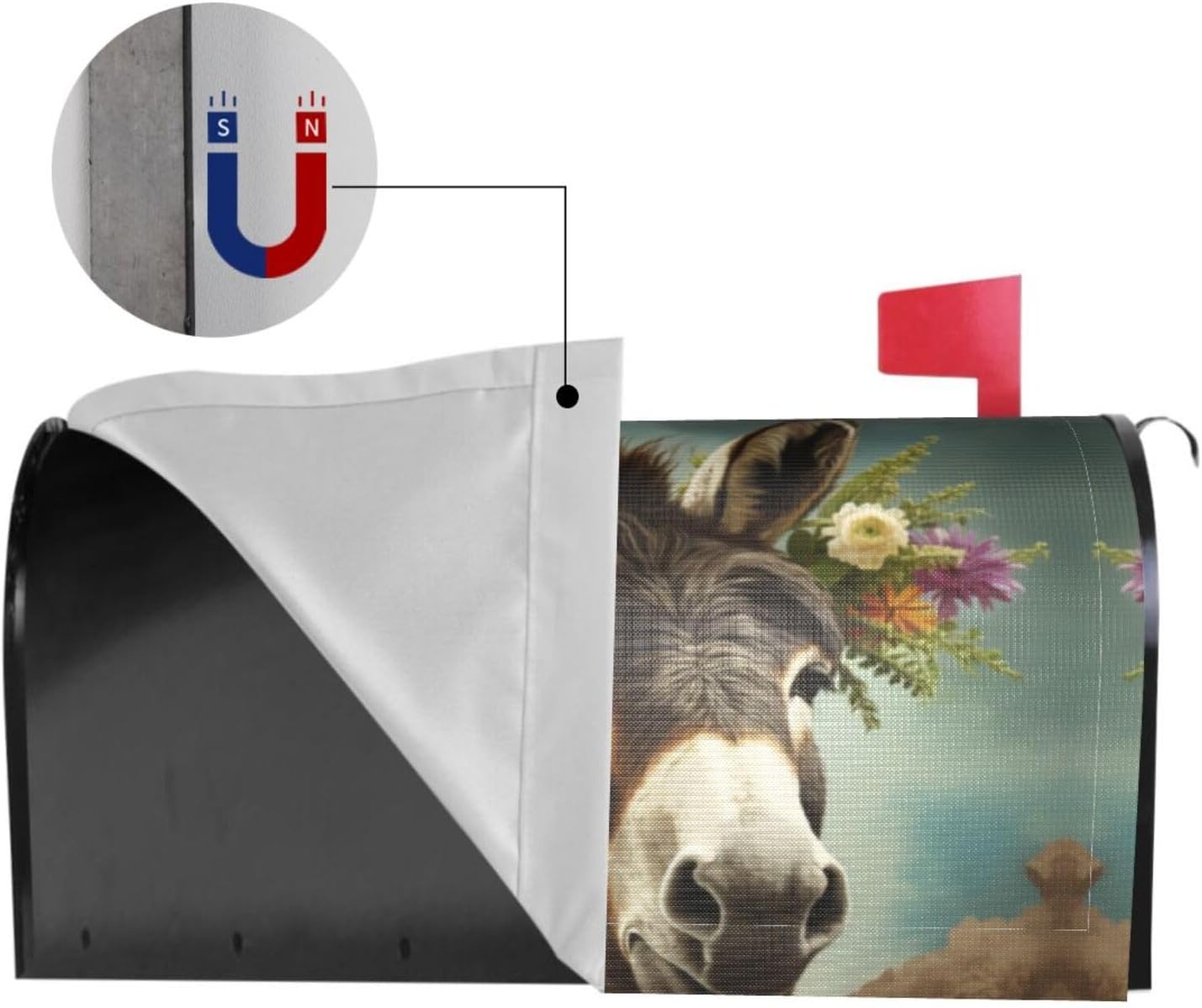 Donkey Animals Print Mailbox Covers Magnetic Standard Size Waterproof Mailbox Wraps Post Letter Box Cover for Home Garden Yard 18" X 21" 25.5x21 in