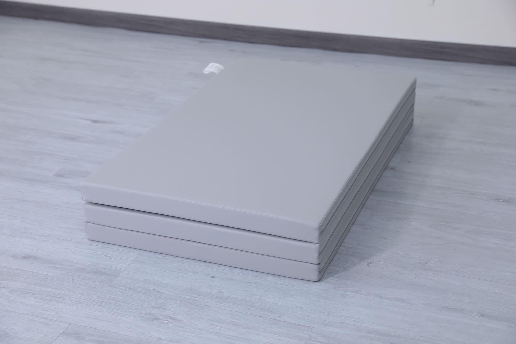 Tapis de gymnastique, d'entraînement, de sol souple, pliable en trois parties, pour le sport, la maison, 180 x 100 x 5 cm, gris
