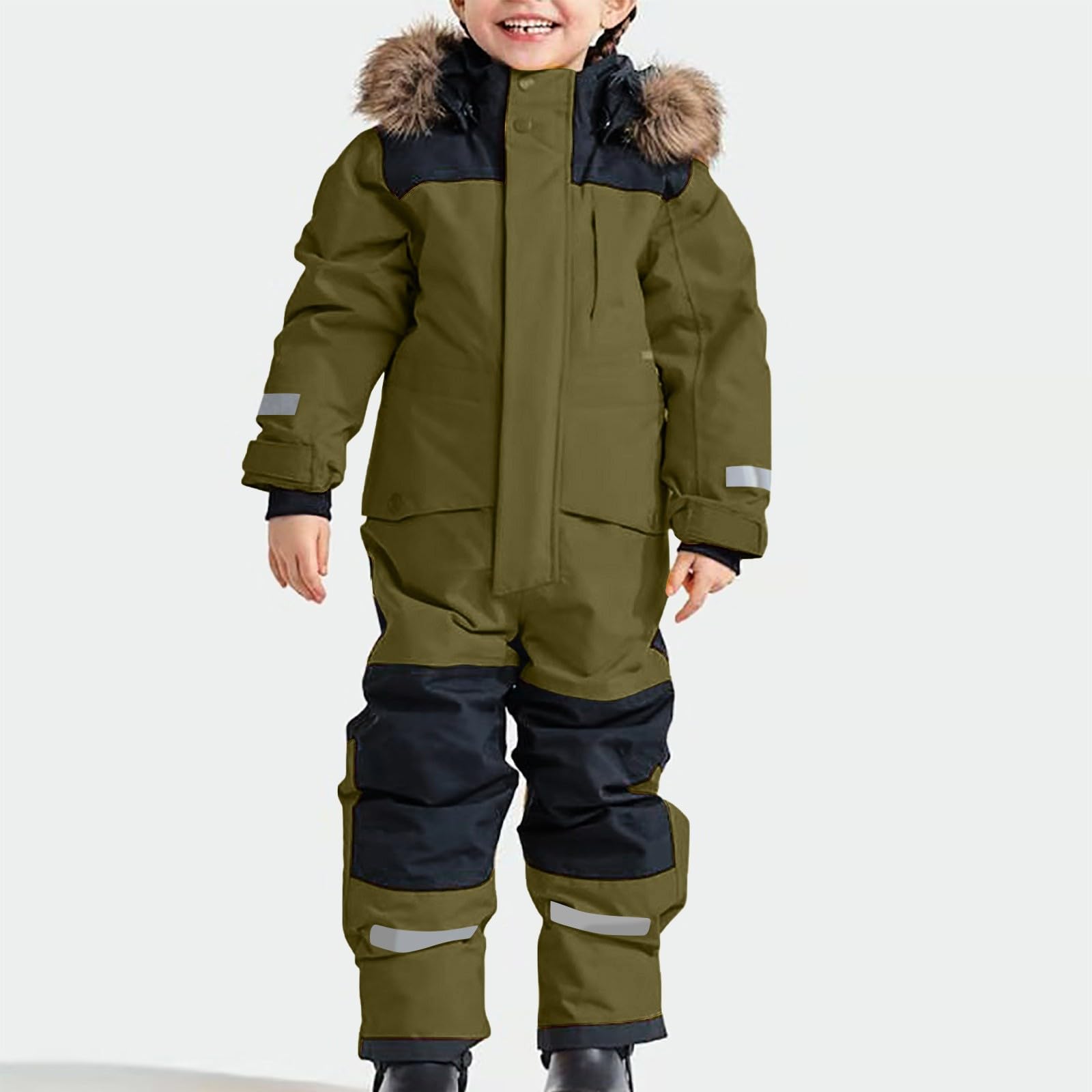 Generisch Tuta da neve per bambini e ragazzi, termica, invernale, calda, da neve, antivento, con tuta rimovibile in softshell