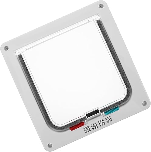 Puerta de gato con cerradura para puertas interiores con sistema de bloqueo seguro ajustable, solapa interior para mascotas para gatos y mascotas