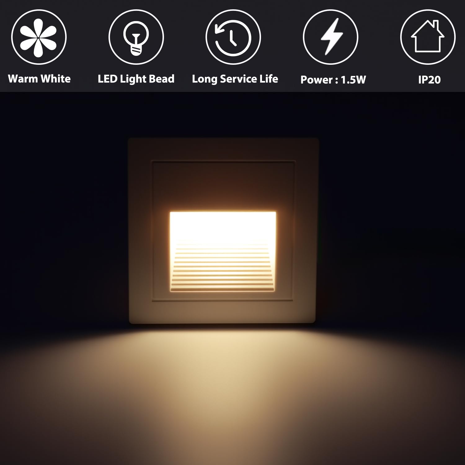 Arotelicht LED Treppenlicht Treppenbeleuchtung Innen, 8 Stück Warmweiß 3000K Wandeinbauleuchte Treppenleuchte 60mm, LED Stufenlicht für Treppe, Schlafzimmer, Küche, Flur, Beleuchtung, Weiß