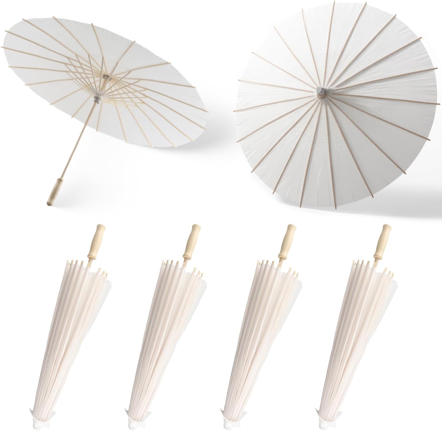 23.6 Inch White Paper Umbrella for Wedding, Chinese Japanese Decoration Oiled Paper Parasol Umbrellas for DIY Painting Craft, Wedding, Bridal Party, Ceiling Decoration