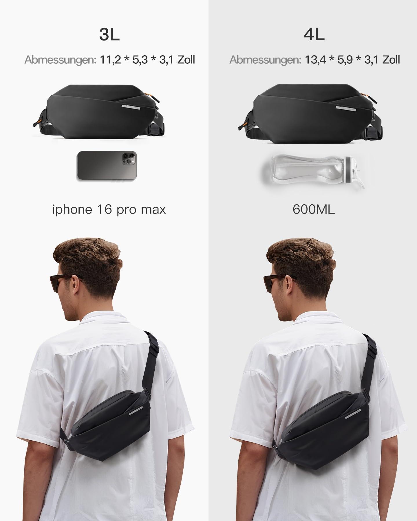 Inateck Sling Bag, Stilvolle Umhängetasche mit verstellbarem Schultergurt, wasserabweisende Umhängetasche für Damen und Herren