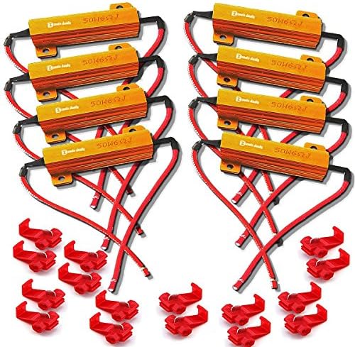 Zento Deals 4 Pieces of 6 Ohm 50W LED Load Resistors – Fix The Flickering LED Turn Signal Light or LED License Plate Lights or DRL (8 Pack)