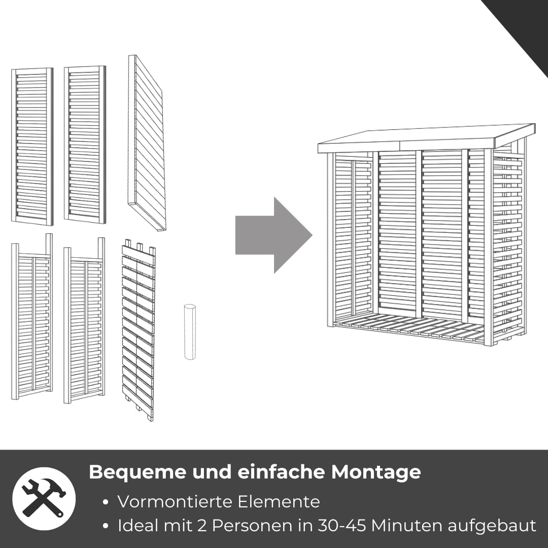 Mega Holz Kaminholzregal für außen mit Rückwand aus imprägniertem Holz 1,8m³ Brennholzlager 188 x 69 x 183 cm Holzunterstand für Kaminholz Perfekte Holzstapelhilfe/Feuerholzregal für den Garten