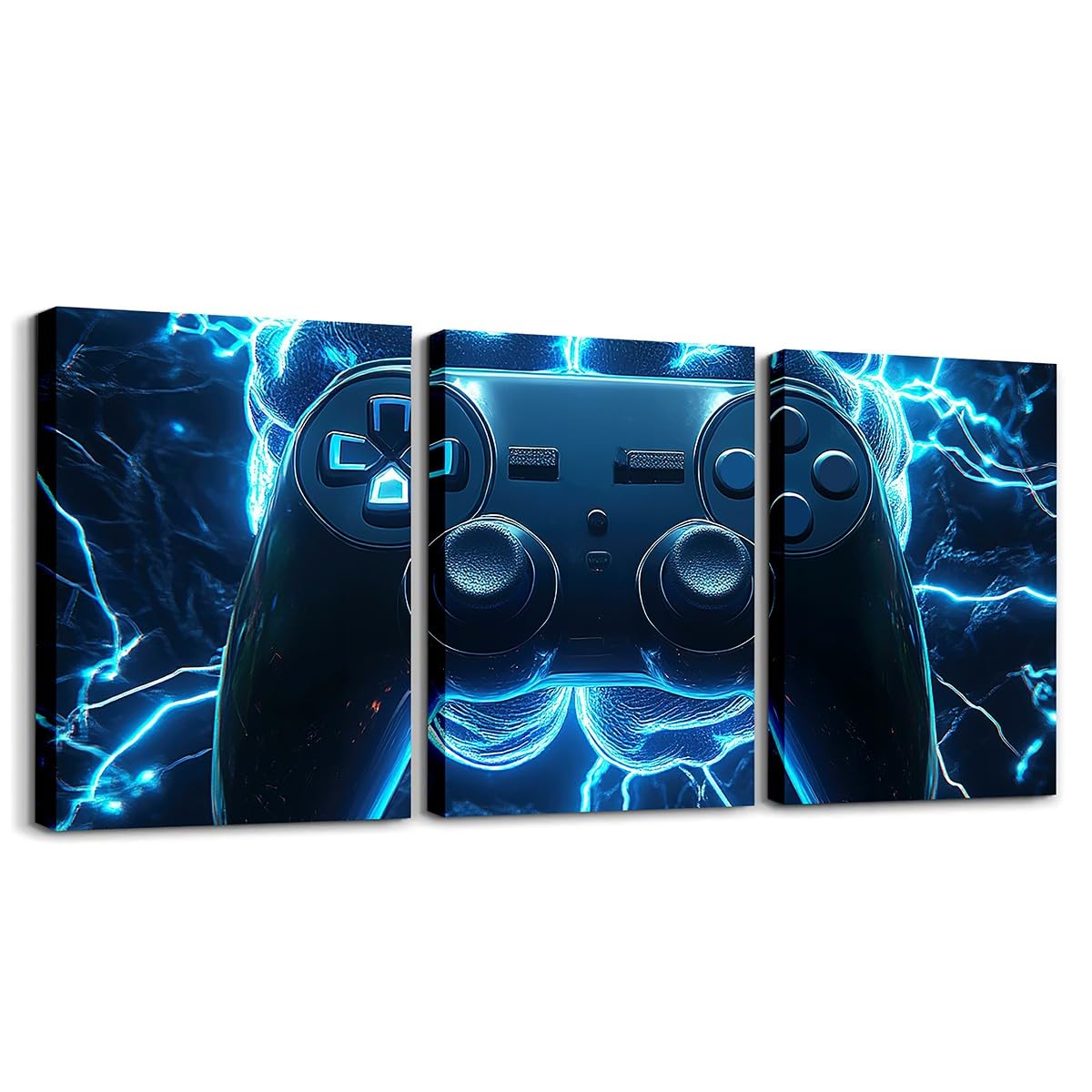 Loussiesd Juego de 3 pósteres para videojuegos, juego de imágenes de pared con cerebro rayo, juego de decoración para sala de juegos, imágenes decorativas para habitación de niños, decoración en