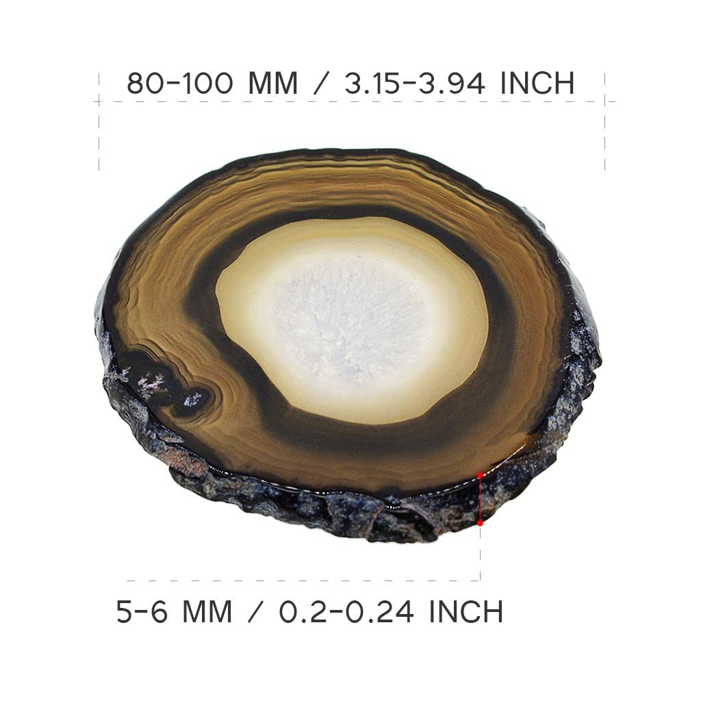 1 Stück 80–100 Mm Achat Quarz Kristall Scheiben Bahn Home Ornament, Schwarz, 80-100mm