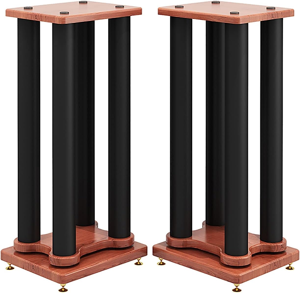 BTZHY Speaker Stands,A Pair of Universal Subwoofer Surround Sound Stand, Double Wooden Base Style, Stand Height from 7.8 to 27.5 Inches