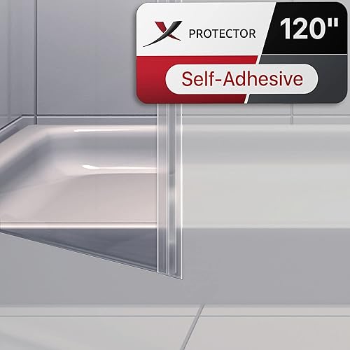X-Protector - Sello lateral para puerta de ducha sin marco, sello de puerta de ducha de 120 pulgadas para todos los grosores de puerta, barra de