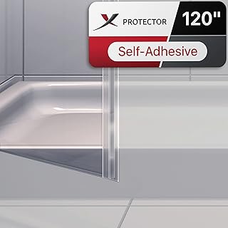 Frameless Shower Door Side Seal X-Protector - 120" Shower Door Seal for All Door Thicknesses - Self-Adhesive Shower Door Sweep - Premium Door Side Seal Strip - Silicone Glass Shower Door Seal Strip