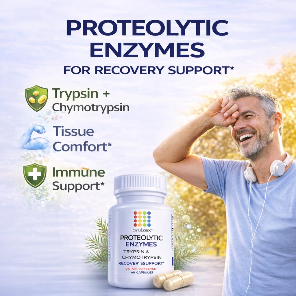 Bruizex Proteolytic Enzymes,Trypsin Chymotrypsin Recovery Supplement,60 Cap — Amazon image 2
