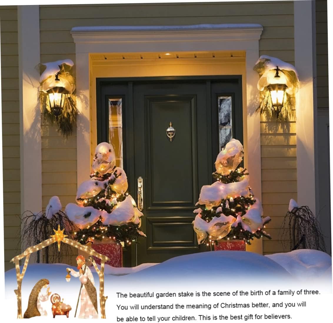 Lighted Nativity Scene Easter LED Holy Family Yard Inserting Figurine Light Up Silhouette for Garden Yard Landscape and Patio, Style 1 : Patio, Lawn & Garden