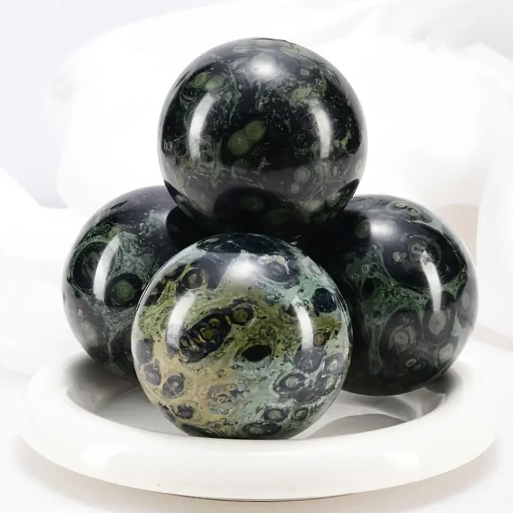Sfera di Pietra di Gemma cristallina di Malachite Naturale con Supporto Palla di Cristalli di guarigione di Reiki per Decorazioni, Reiki, Meditazione, divinazione,90~100mm