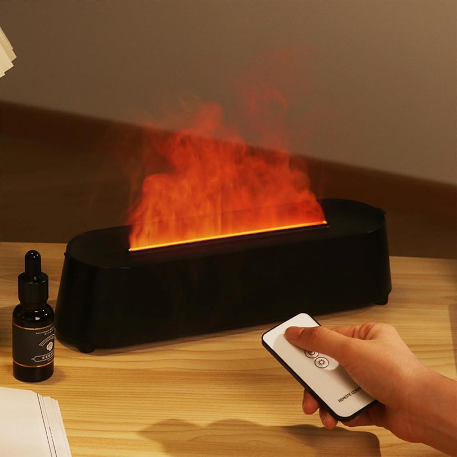 Flame Diffuser Upgraded 7 Flame Colors Noiseless 250ml Essential Oil Diffuser Plus Remote Control Flame Diffusers for Home,Office,Yoga with Auto-Off Protection