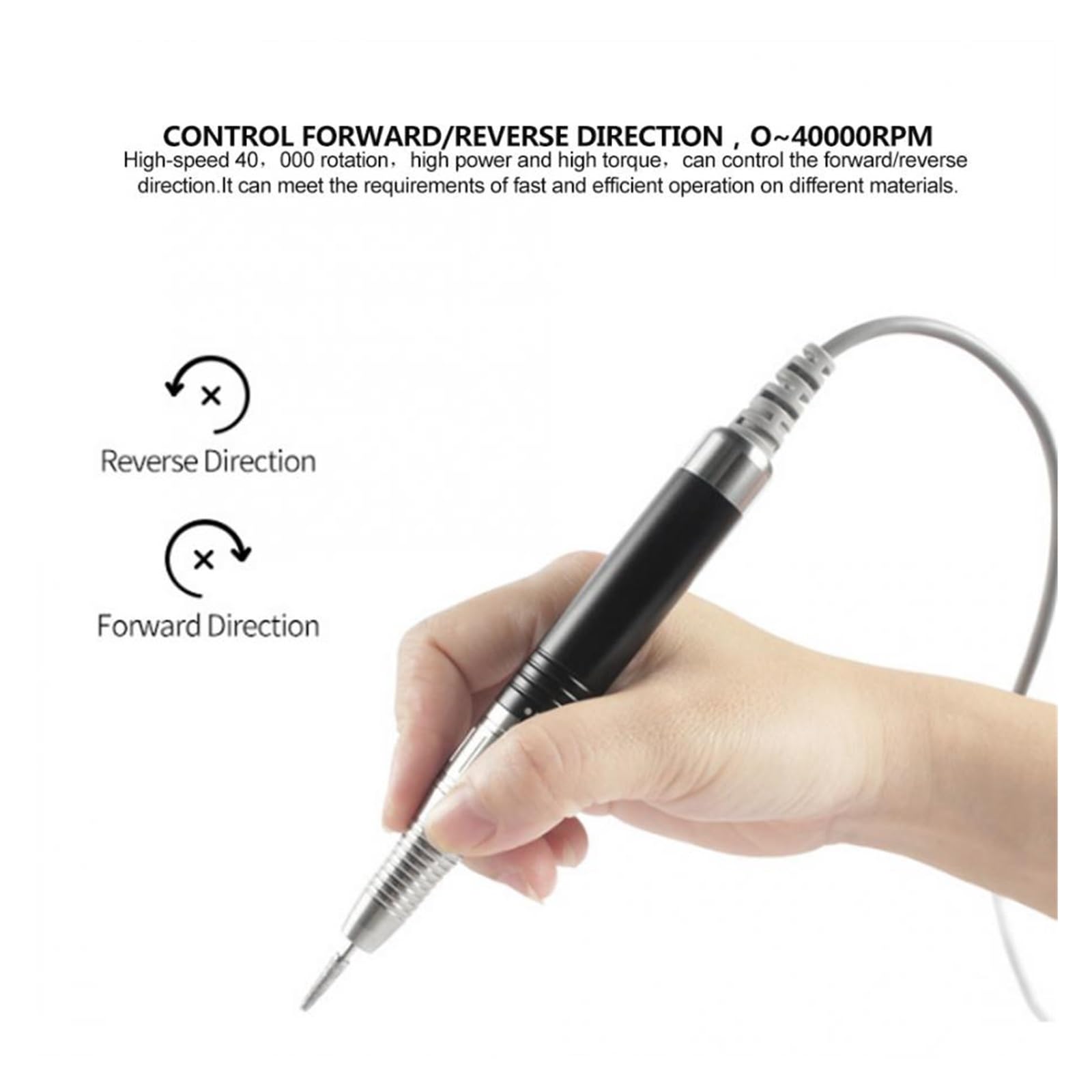 Lima elettrica per unghie Trapano elettrico portatile for nail art da 40000 giri/min, dispositivo for lucidatura for lucidatura for lucidatura a macchina con strumento for pedicure con manico Lima pre