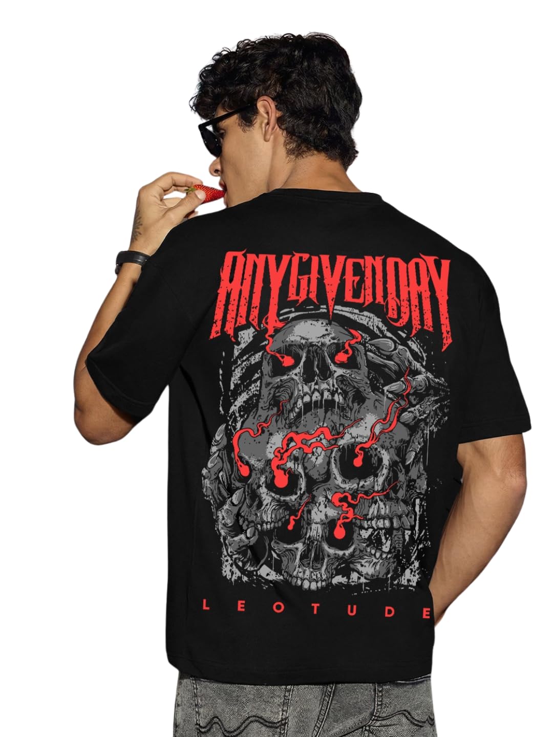leotude Men’s Premium Oversized T-Shirt for Men |100% Pure Cotton | Drop Shoulder | Graphic Puff Printed | Summer Wear | Streetwear Casual Loose Fit Tee (Color : Black)-picture-25
