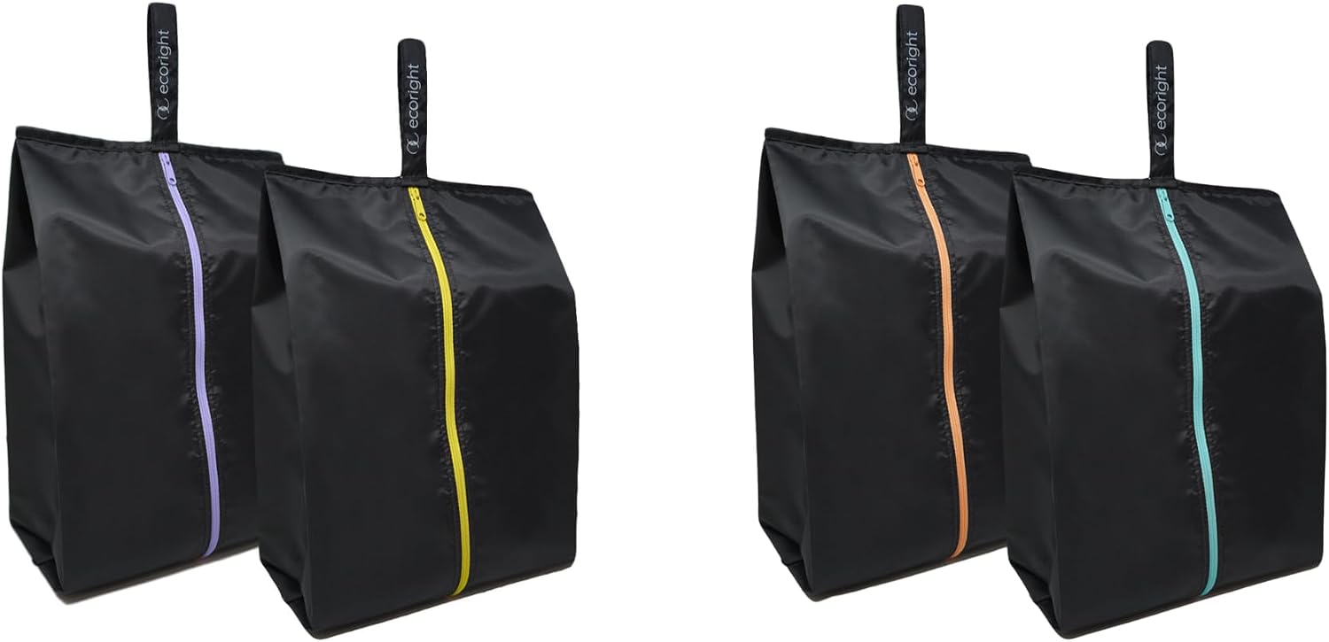 Ecoright Shoe Bags for Travel, Set of 2, 100% Recycled Water-Resistant Zipper Pouch Bags, Shoe Bags for Storage, Travel Essentials for Men & Women