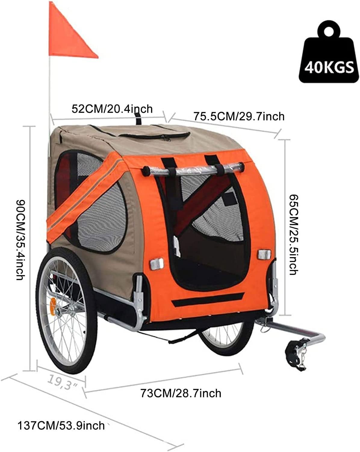サイクルトレーラー　ペットカート 自転車メッシュ窓付き チャイルドトレーラー 自転車トレーラー ペット犬用自転車トレーラー