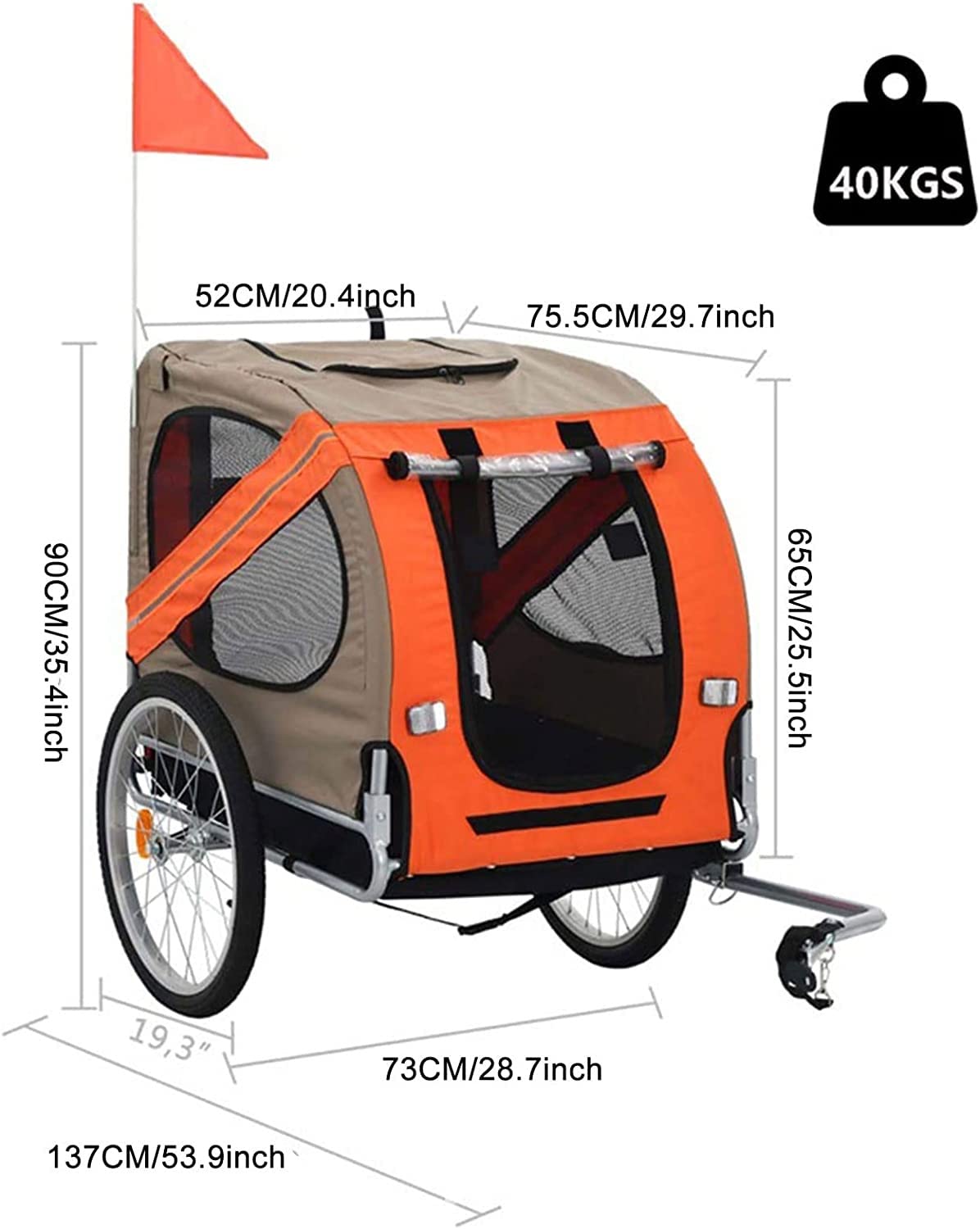 サイクルトレーラー　ペットカート 自転車メッシュ窓付き Amazon.co.jp: バイクトレーラー、調節可能なペットトレーラー
