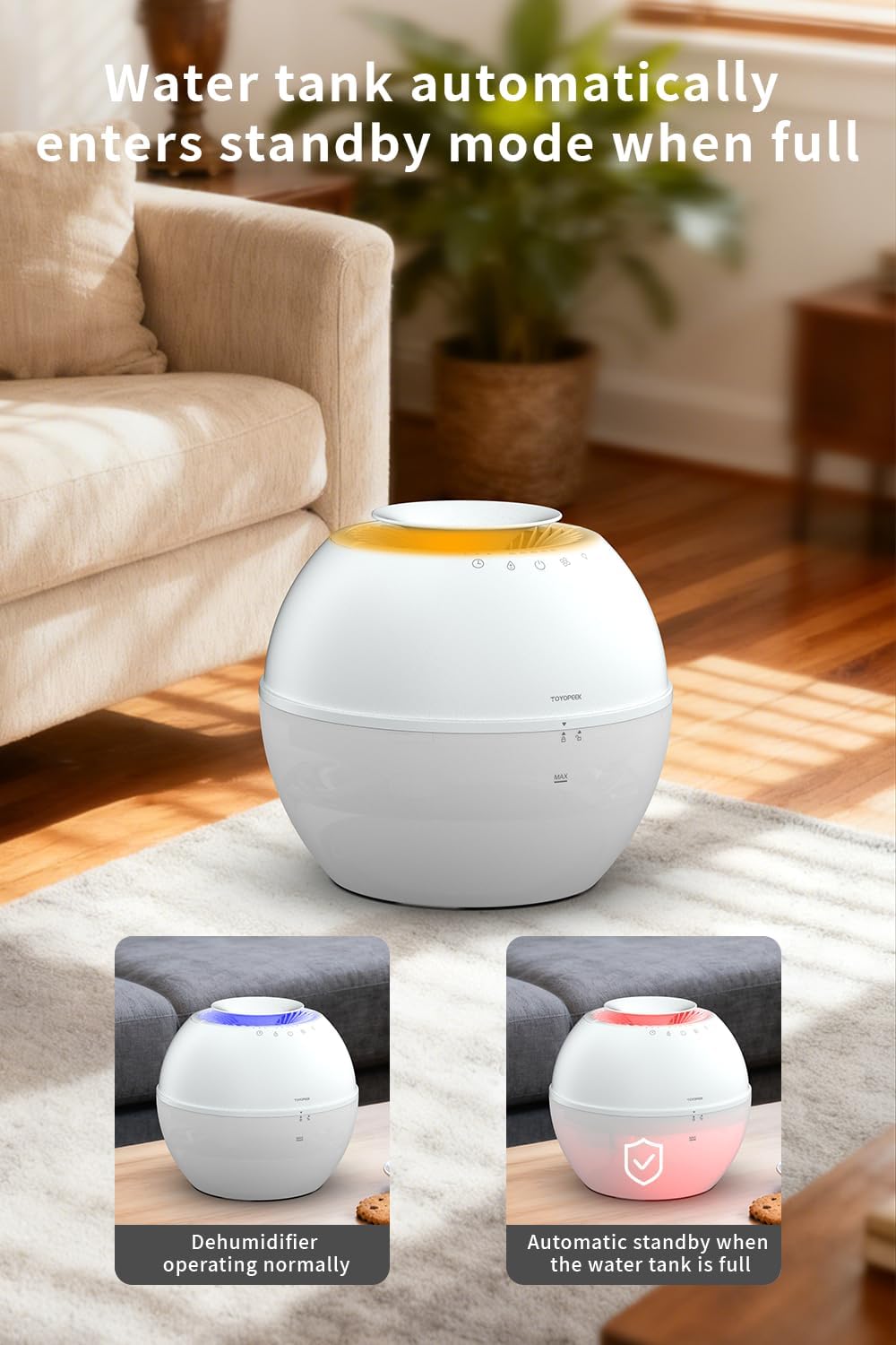 HD021 Dual 2 in 1 Dehumidifier & Humidifier Combo Small Dehumidifiers with Drain Hose 101oz Water Tank Compact Portable Air Purifier Smart Dehumidifier Auto Steam Humidifiers for Bedroom Home
