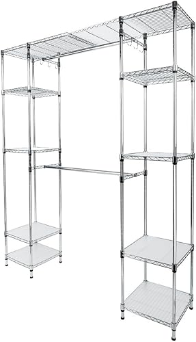 Custom Closet Organizer Shelves System Kit Expandable Clothes Storage Metal Rack