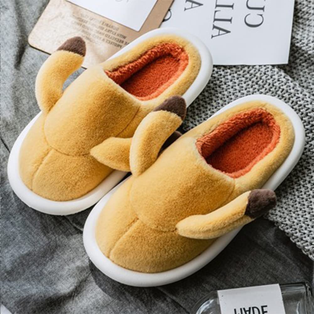 Zapatillas De Estar por Casa Lindo Animales para Niños Mujer Hombre Invierno Felpa Forro Pantuflas Interior Cómodo Caliente Zapatos De Algodón Slippers,Amarillo,40~41