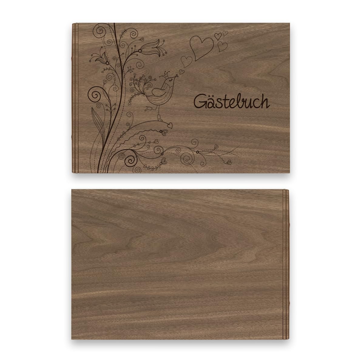 Hochzeit Hochzeit Gästebuch echtes Holz DIN A4 Buch - Liebesbaum - mit 72 Blatt / 144 Seiten Naturpapier Weiß