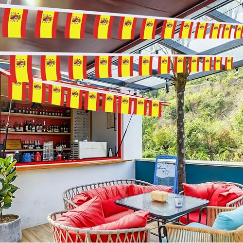 Image of 2 Pack Spain Flag Banner String Small Mini 66 Feet 60 Pcs Spanish Hanging Flags Decoration