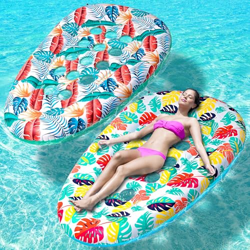 2 Pack Pool Floats Lounger, Instaywell Pool Floats Adult Heavy Duty, Pool Rafts Floaties Water Hammock Tanning Floating Pool Party Toys for Swimming Pool Summertime Beach Outdoor - image 1