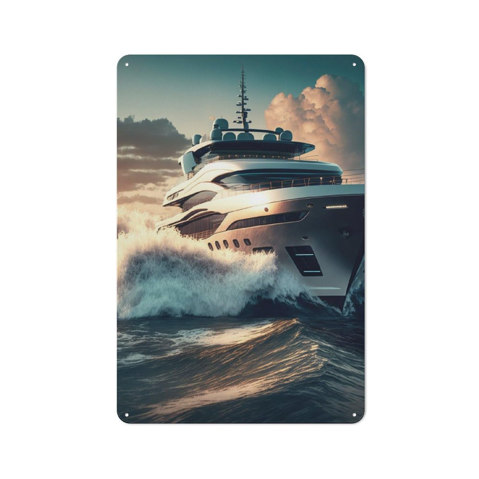 Junmoney Yacht Sunset Vintage Tin Wall Plaque 30X20cm For Workshop Wall, A Decorative Christmas Gift For Makers And Diy Enthusiasts