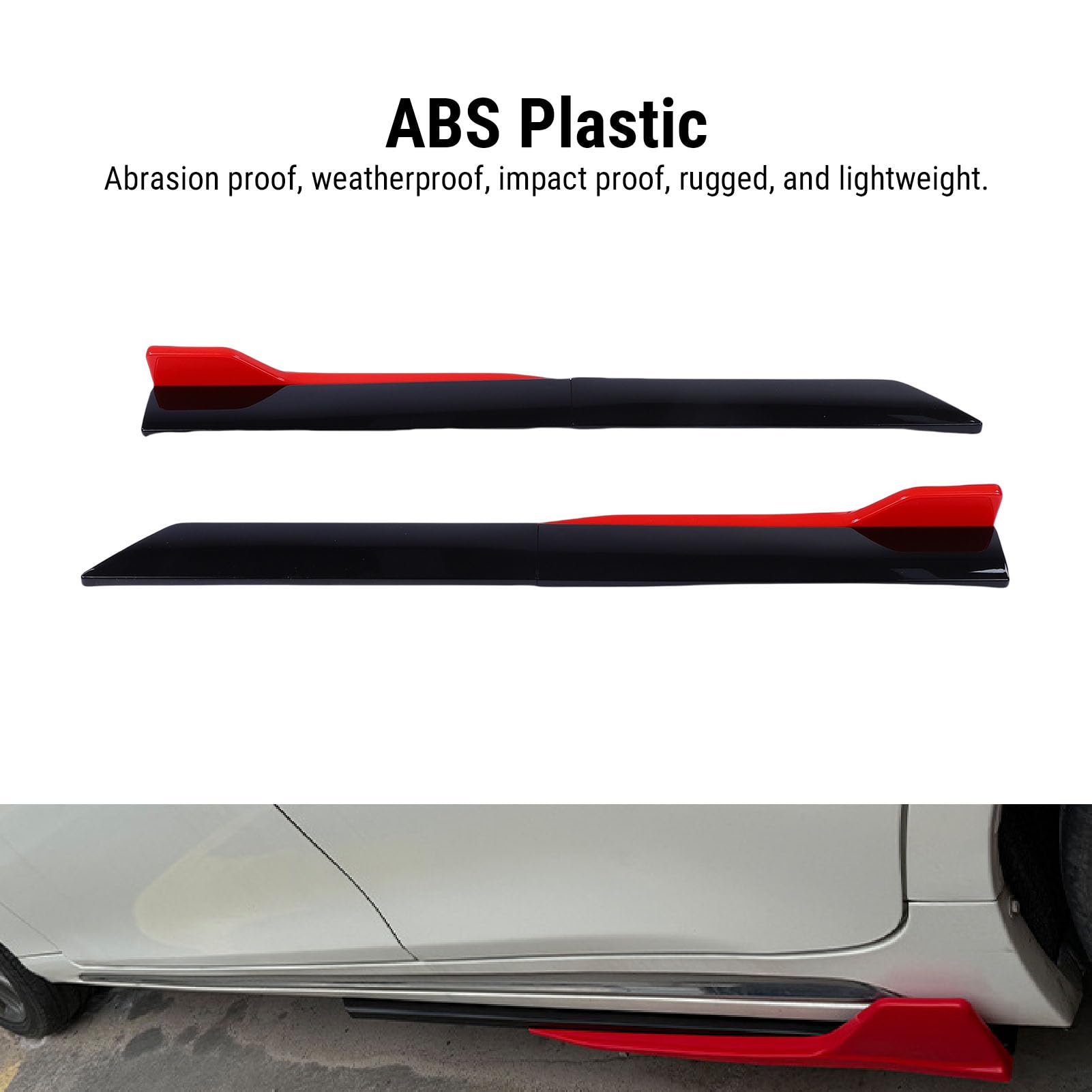 Minigonne Laterali Pannello a Bilanciere Universale ABS Minigonne Laterali Regolabili Estensione Splitter Labbro Elegante Design Aerodinamico per gli Appassionati di Auto 105 (Nero e rosso)