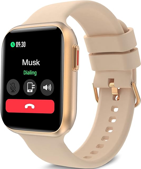 BRIBEJAT BT4 Smart Watch for Women Compatible with iPhone Samsung Android Phones(Dial/Answer Calls) 1.75'' 2.5D HD Curved Screen, Voice Assistant, SpO2 Real-time Heart Rate Monitor, Rose Gold