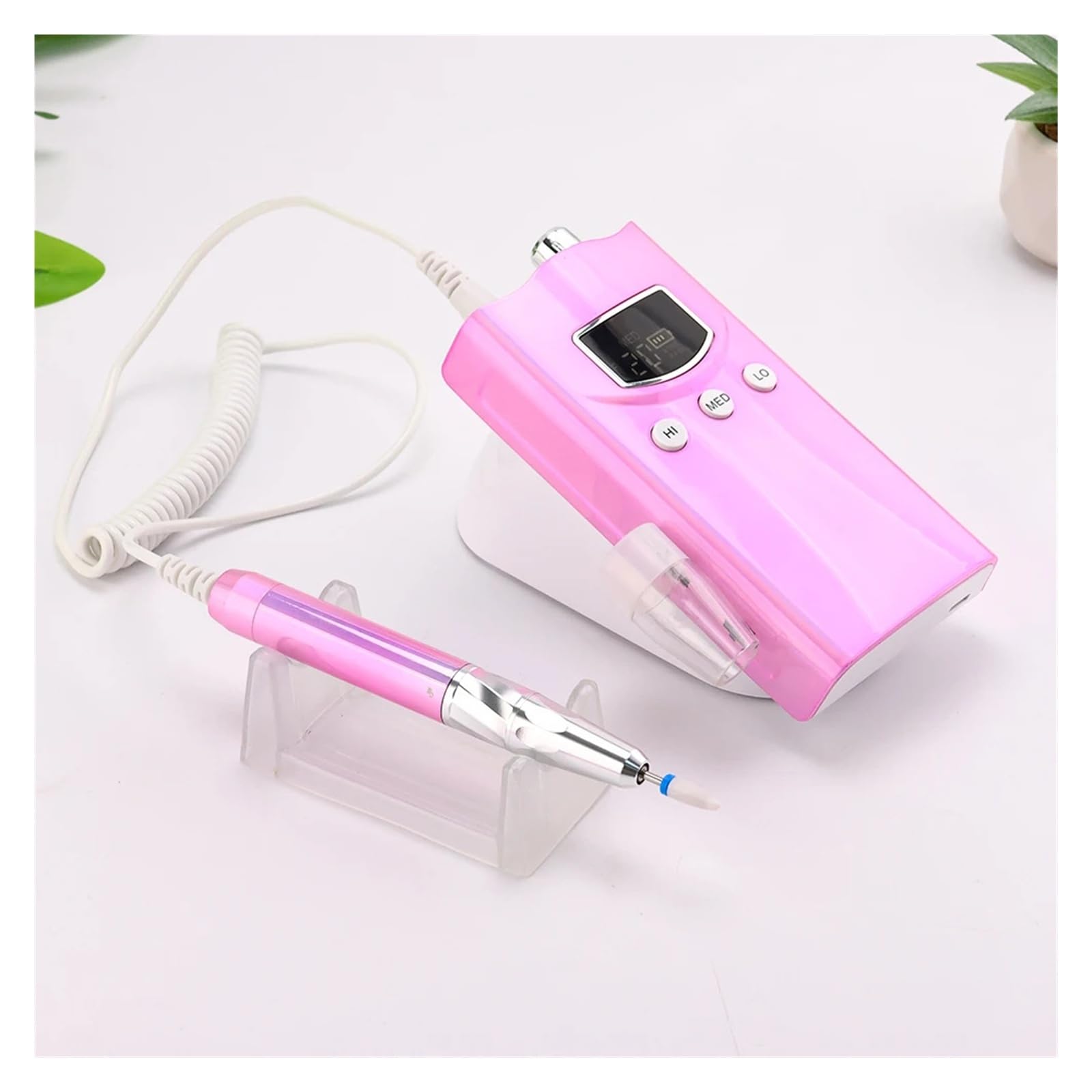 Trapano per unghie, Trapano for unghie elettrico senza fili da 85 W spazzole, 35.000 giri/min, ricaricabile, manicure intelligente(Pink)