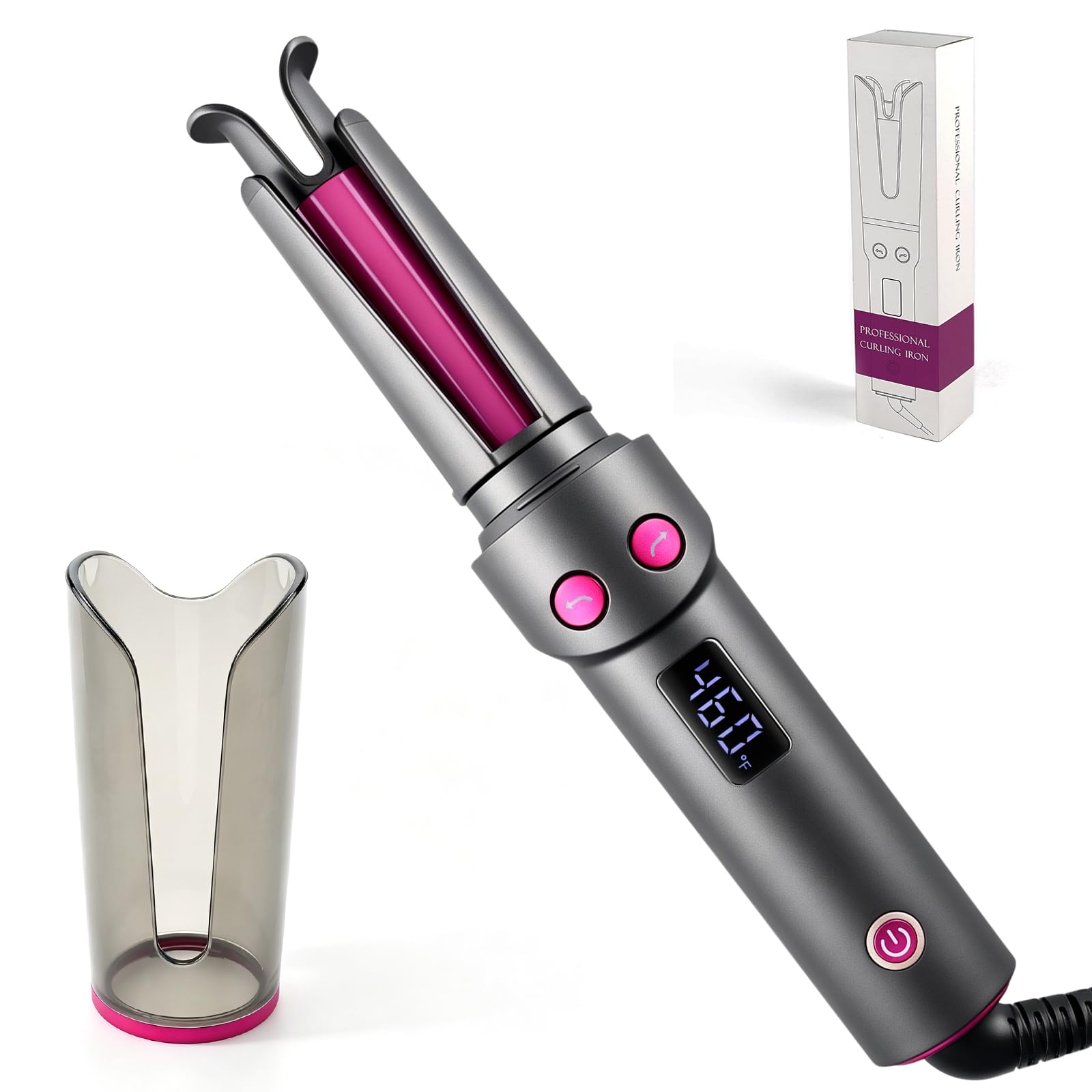 Automatic Curling Iron, Smart Anti-Tangle Hair Curler, Dual Voltage Ceramic Curling Wand, Anti-Scald & Portable, Ideal for Travel, Daily Use & Beginners (Black)