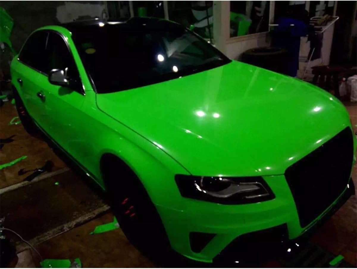 Queenbox 7.8x59.8in Glossy Self-Adhesive Car Wrap Vinyl, Solid Air Release Bubble Free Wallpaper Sticker for Vehicle Exterior Interior, Green