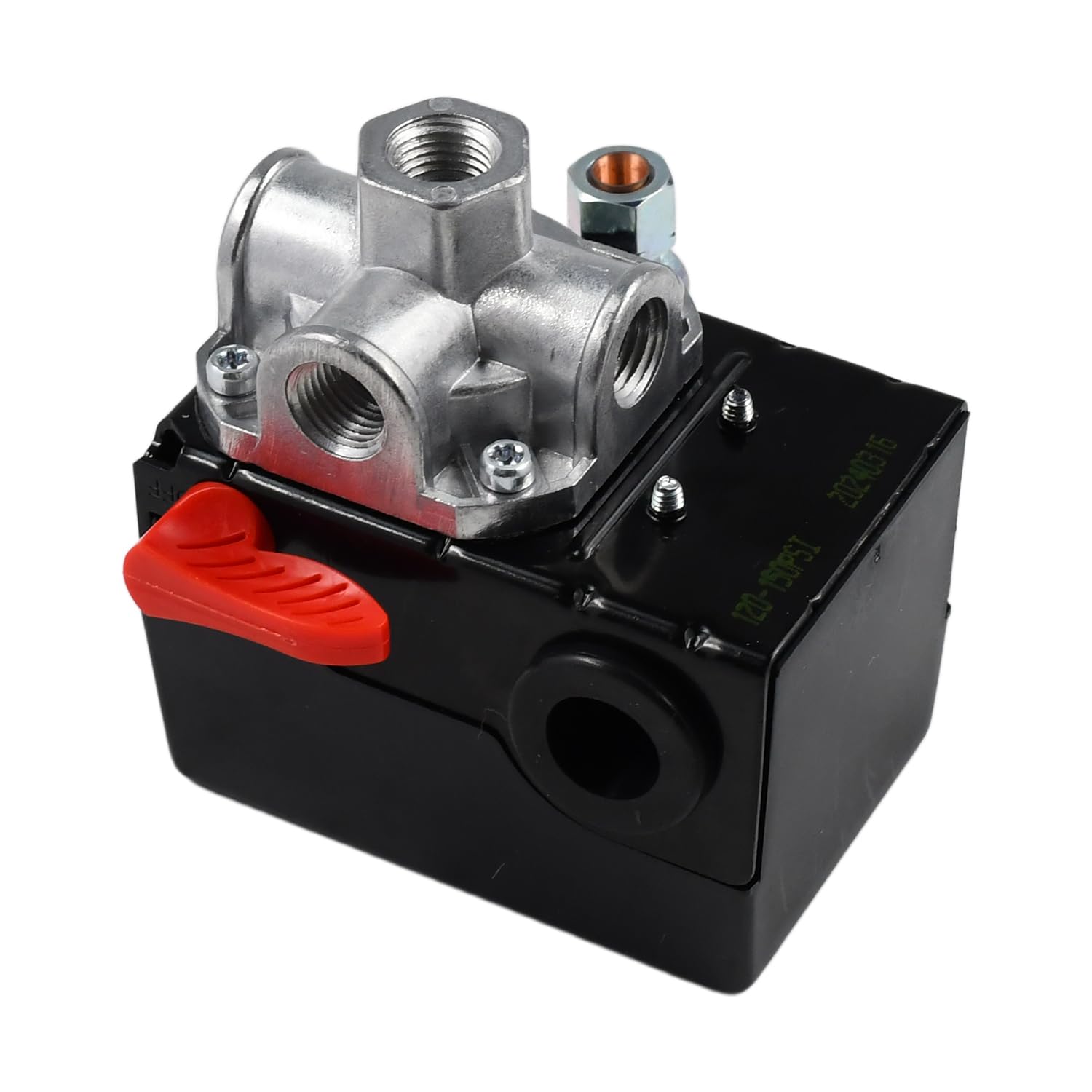 Molloparts Pressure Switch Z-D26612 Air Compressor Pressure Switch Compatible with Porter Cable 150/120 PSI 4 Port 120 Volt Replace D26612 ZD26612