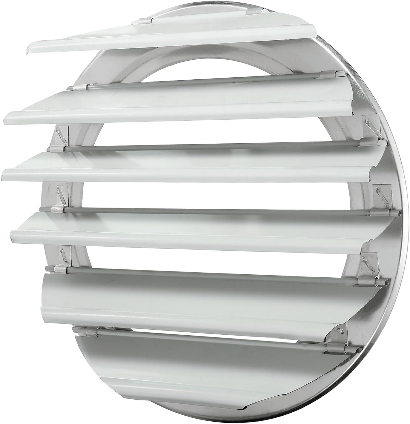 PATIKIL 12 Inch Aluminum Vent Cover, Louver Shutter Exhaust Fan Louvered Vent Automatic Gravity Round Grill Self-Closing Vent Cover for Greenhouse Industrial Exhaust HVAC System, White