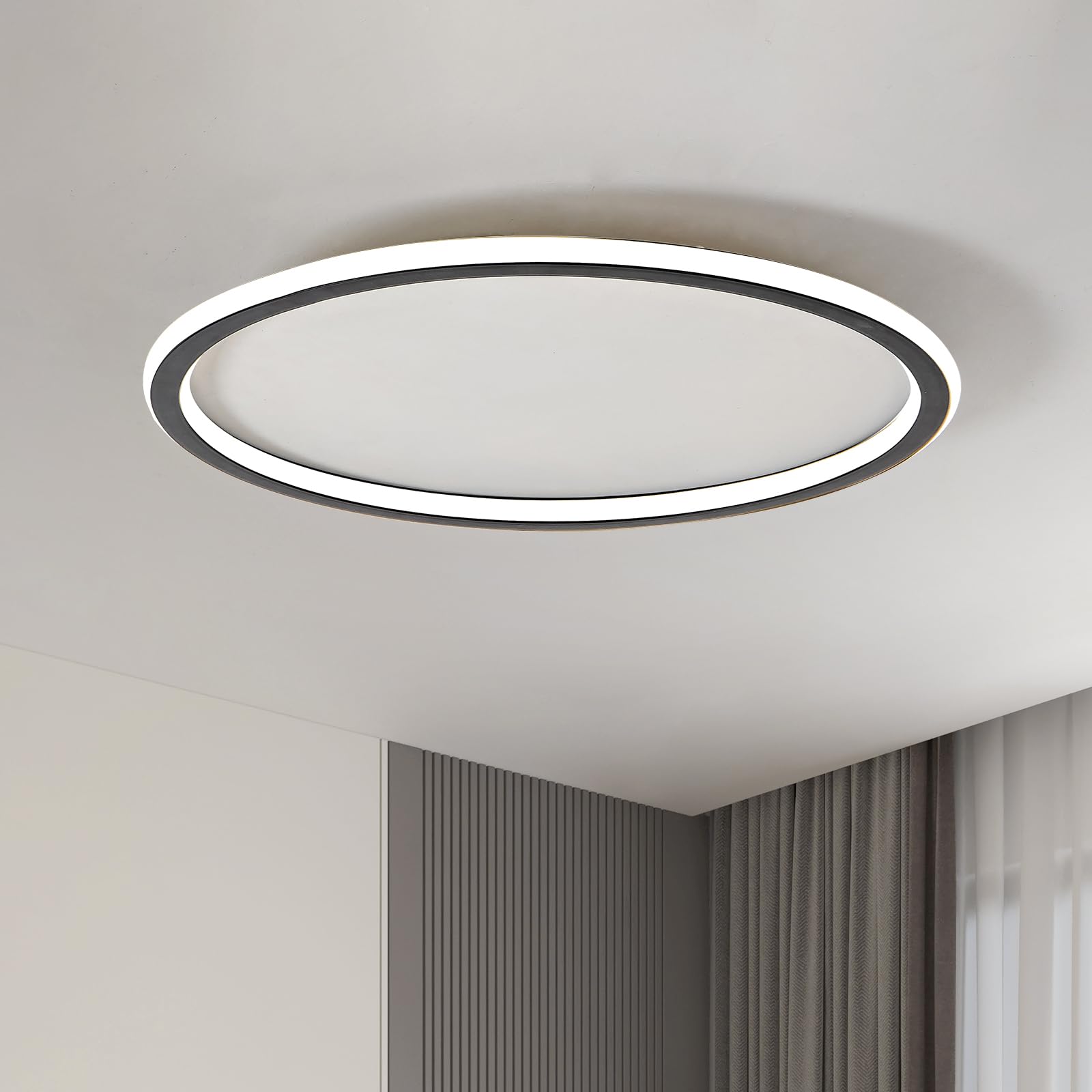 Modern Round Ceiling Light, Brightness Dimmable & 3 Color Temperature Available Bathroom Lighting, 5cm Thick & 40cm Dia Ceiling Flush Mount Light