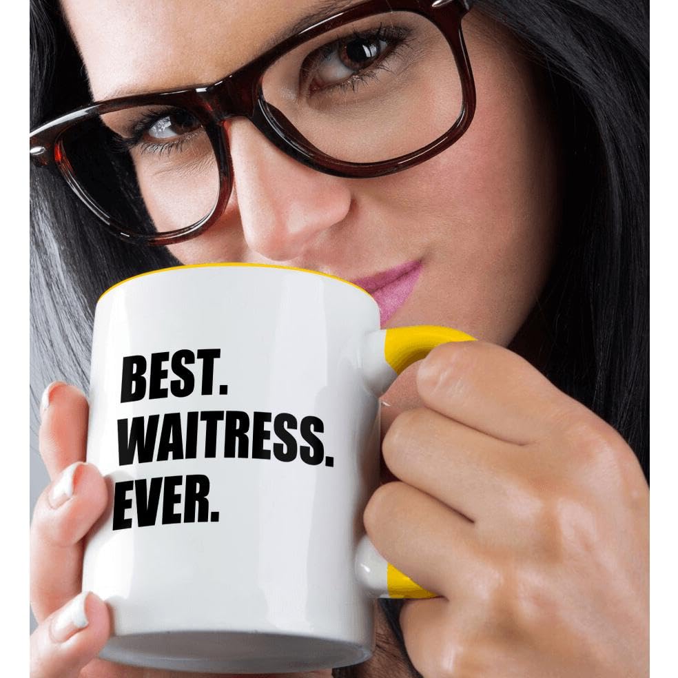 3dRose, 11oz Two-Tone Yellow Mug, Yellow/White